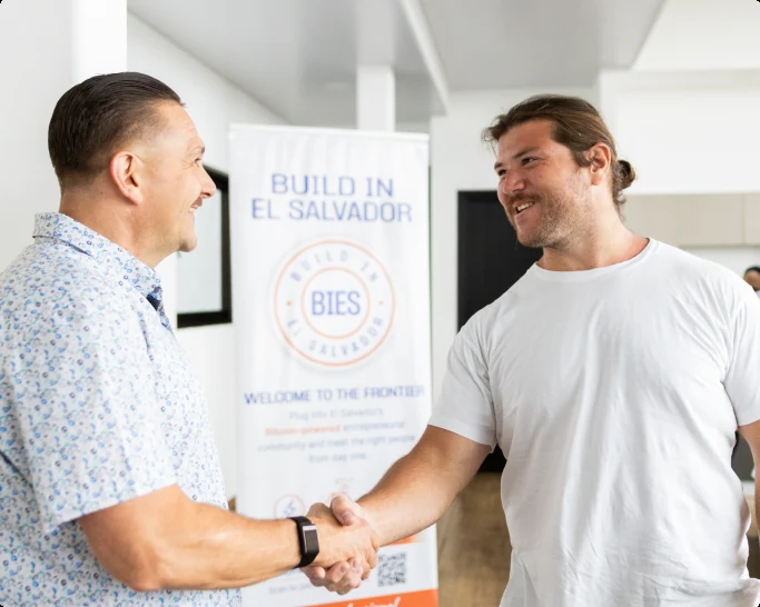 Two builders in conversation