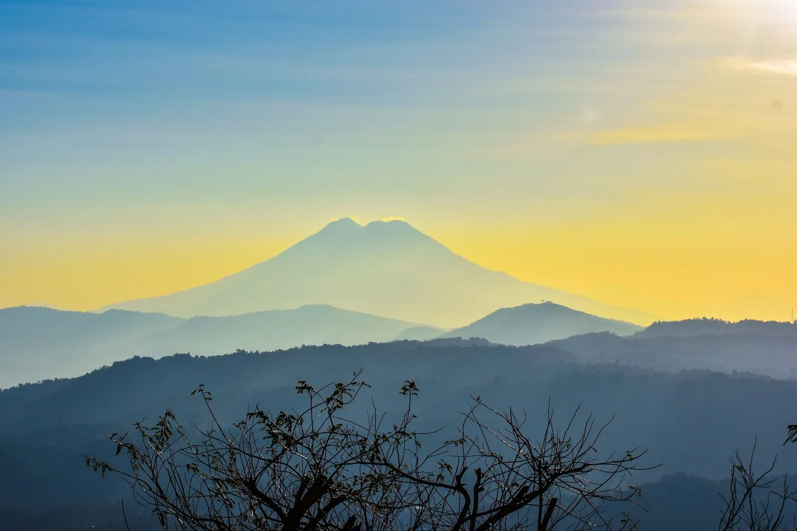 Volcano at sunset in El Salvador