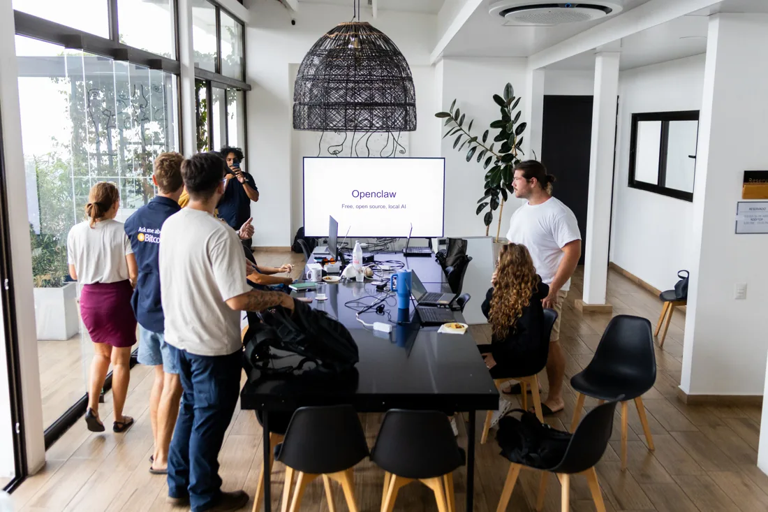Builders meeting around a table